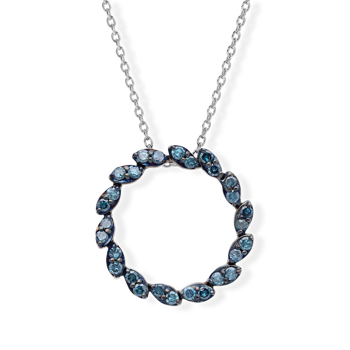 D'Joy Blauer Diamant (IR) Schmuckset  ca. 45 cm+ 5 cm Extender  925 Silber Rhodiniert ca. 0.33 ct