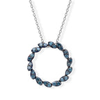 D'Joy Blauer Diamant (IR) Schmuckset  ca. 45 cm+ 5 cm Extender  925 Silber Rhodiniert ca. 0.33 ct