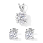 VS Moissanit GRA zertifiziert Schmuckset 925 Silber Platiniert ca. 1,67 ct.