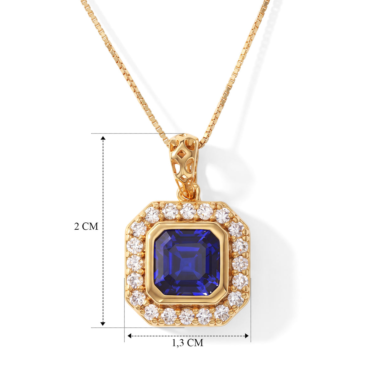 Laborgezüchteter Ceylon-Blau-Saphir, Lab Grown Diamant Schmuckset ca. 50 cm 925 Silber 750 Gelbgold vermeil ca. 2,52 ct.