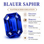 Laborgezüchteter Ceylon-Blau-Saphir, Lab Grown Diamant Schmuckset ca. 50 cm 925 Silber 750 Gelbgold vermeil ca. 2,52 ct.