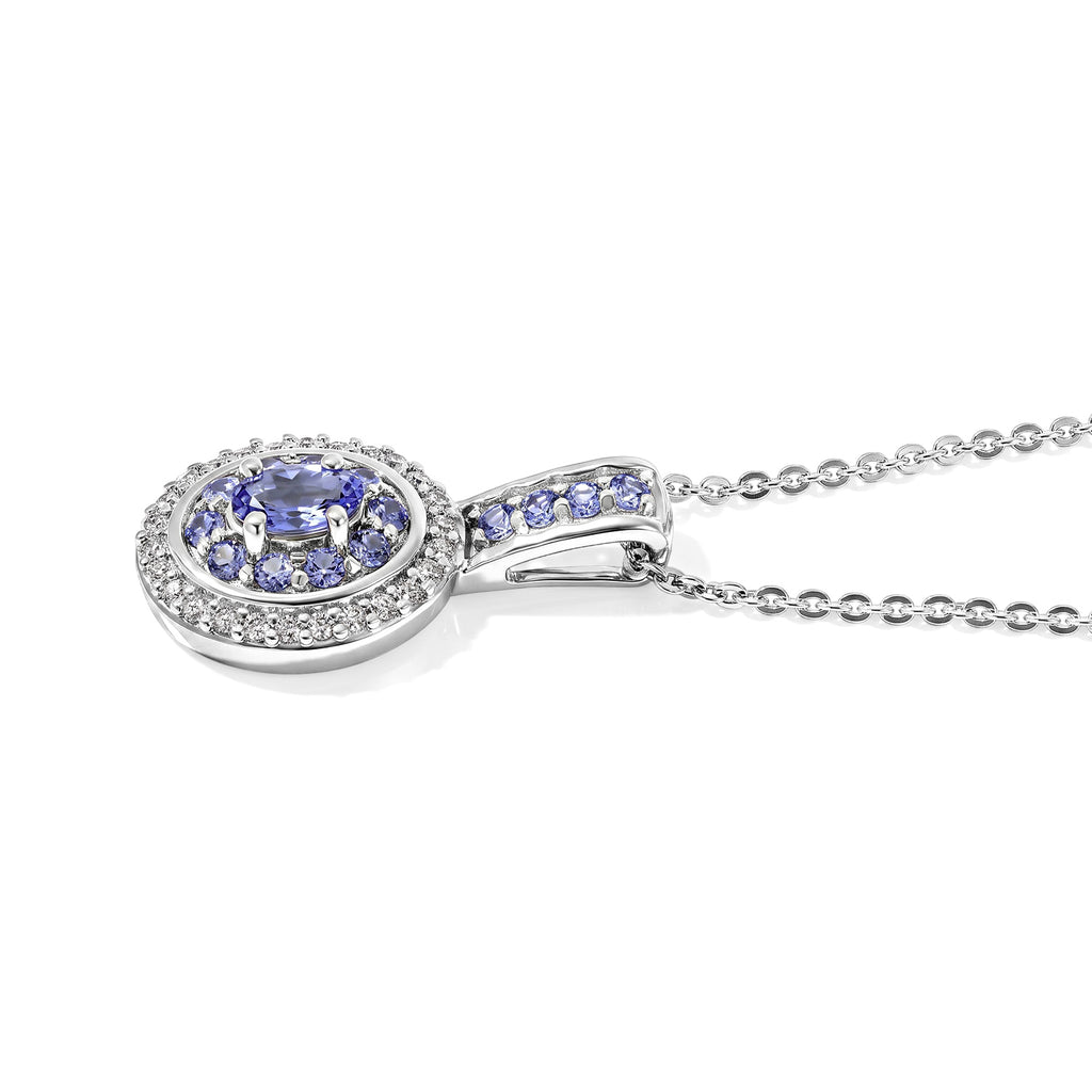 D'Joy Tansanit Schmuckset  ca. 50 cm 925 Silber Rhodiniert ca. 0,51 ct.