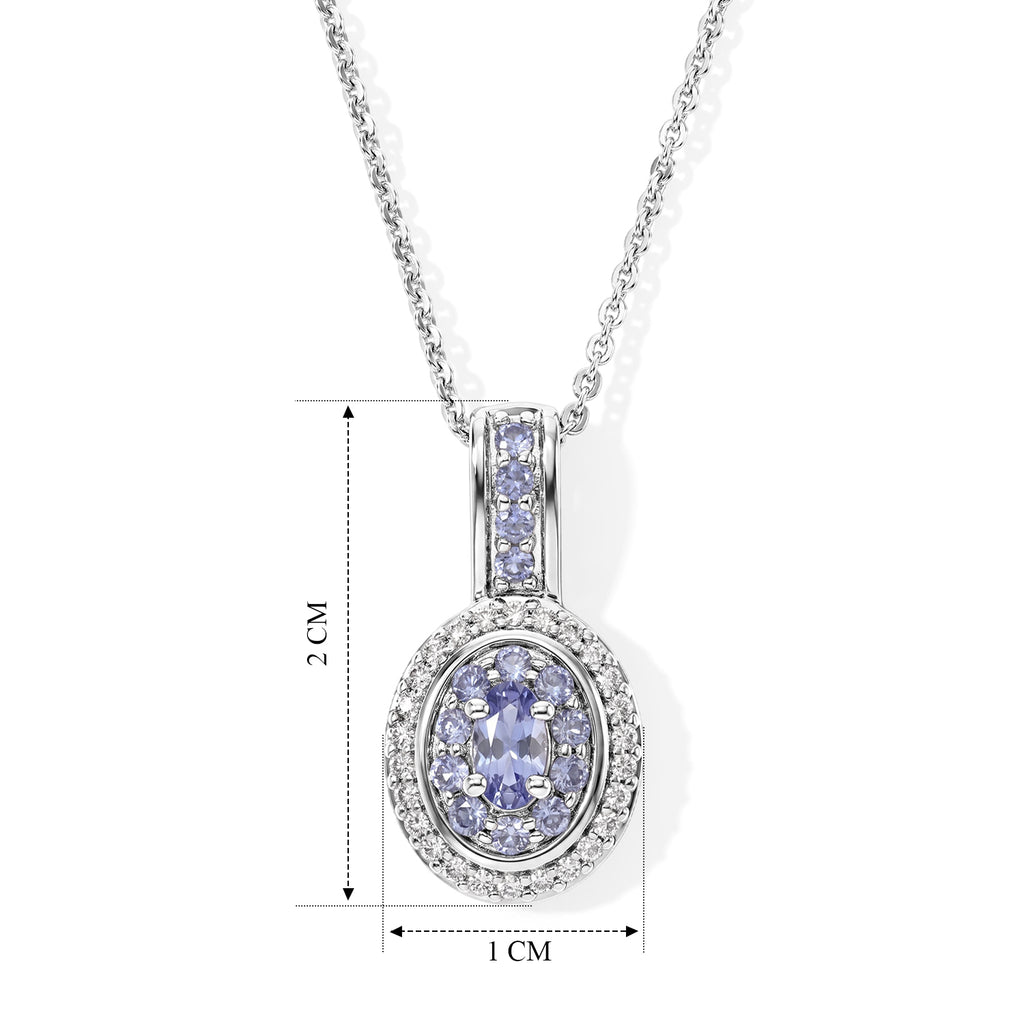D'Joy Tansanit Schmuckset  ca. 50 cm 925 Silber Rhodiniert ca. 0,51 ct.