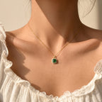 D'Joy AAAA Tsavorite Granat Anhänger mit Kette,  ca. 50 cm 925 Silber 750 Gelbgold vermeil ca. 0.73 ct
