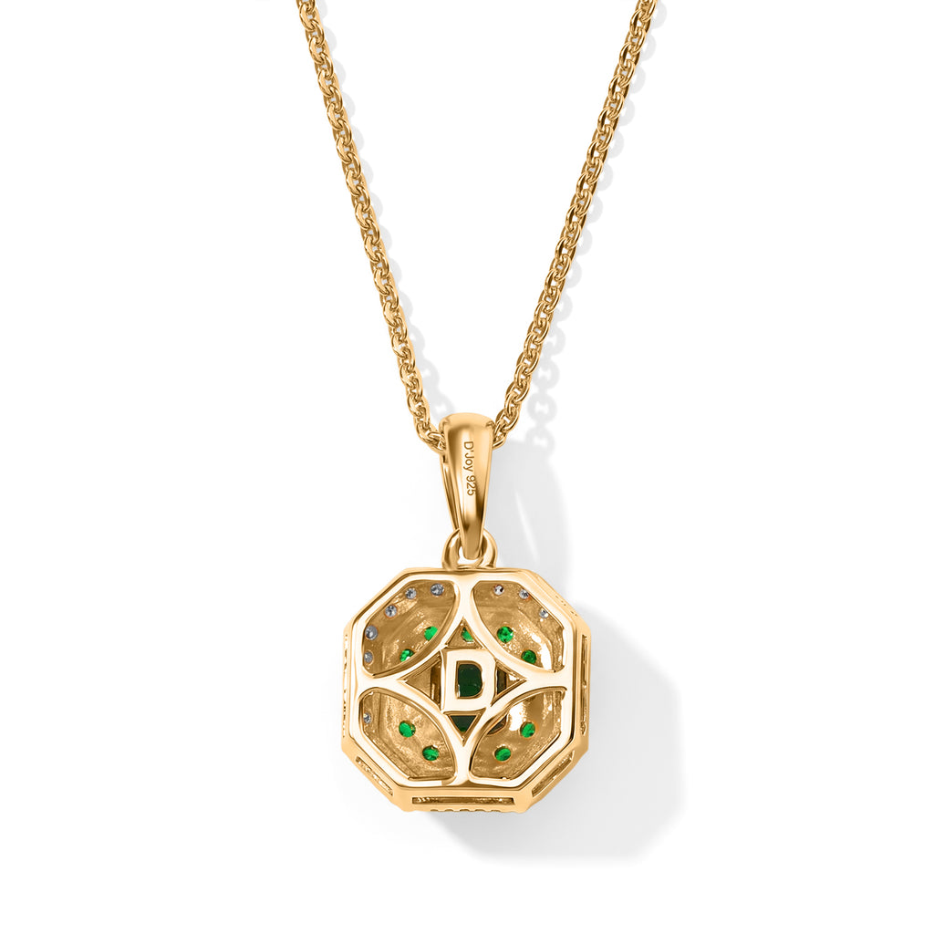 D'Joy AAAA Tsavorite Granat Anhänger mit Kette,  ca. 50 cm 925 Silber 750 Gelbgold vermeil ca. 0.73 ct
