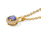 EVER TRUE Tansanit, Weißer Zirkon Anhänger mit Kette, (9-14 Werktage Lieferzeit) ca. 50 cm ca. 0.62 ct