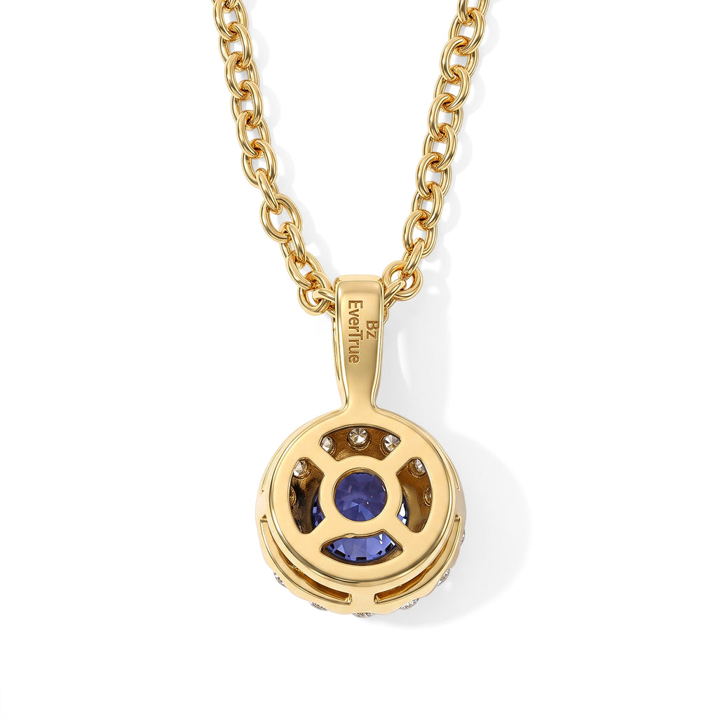 EVER TRUE Tansanit, Weißer Zirkon Anhänger mit Kette, (9-14 Werktage Lieferzeit) ca. 50 cm ca. 0.62 ct