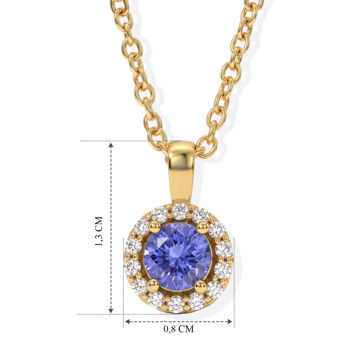 EVER TRUE Tansanit, Weißer Zirkon Anhänger mit Kette, (9-14 Werktage Lieferzeit) ca. 50 cm ca. 0.62 ct