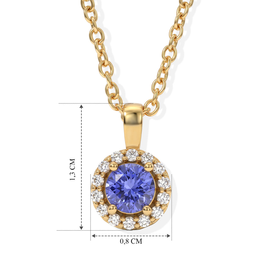 EVER TRUE Tansanit, Weißer Zirkon Anhänger mit Kette, (9-14 Werktage Lieferzeit) ca. 50 cm ca. 0.62 ct