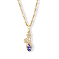 EVER TRUE Tansanit, Weißer Zirkon Anhänger mit Kette, ca. 50 cm ca. 0.48 ct