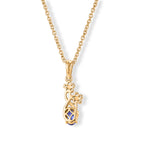 EVER TRUE Tansanit, Weißer Zirkon Anhänger mit Kette, ca. 50 cm ca. 0.48 ct
