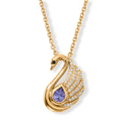 EVER TRUE Tansanit, Schwarzer Spinell Anhänger mit Kette, ca. 50 cm ca. 0.49 ct