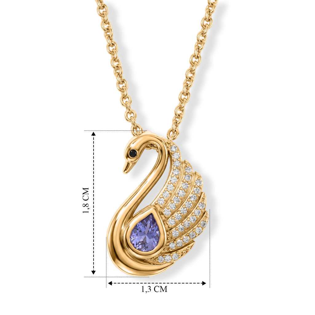 EVER TRUE Tansanit, Schwarzer Spinell Anhänger mit Kette, ca. 50 cm ca. 0.49 ct