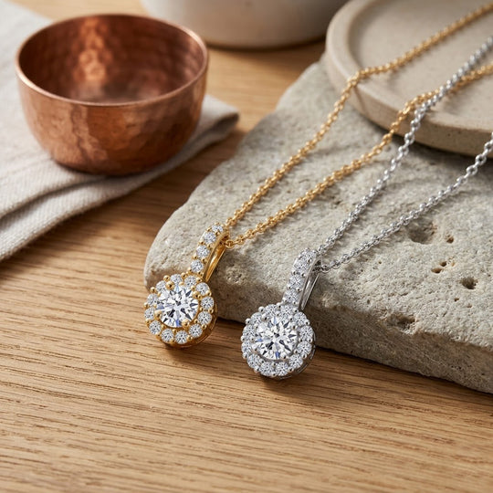 LUXURIANT 2er-Set SI-GH Labor Diamant Anhänger mit 50cm Kette
