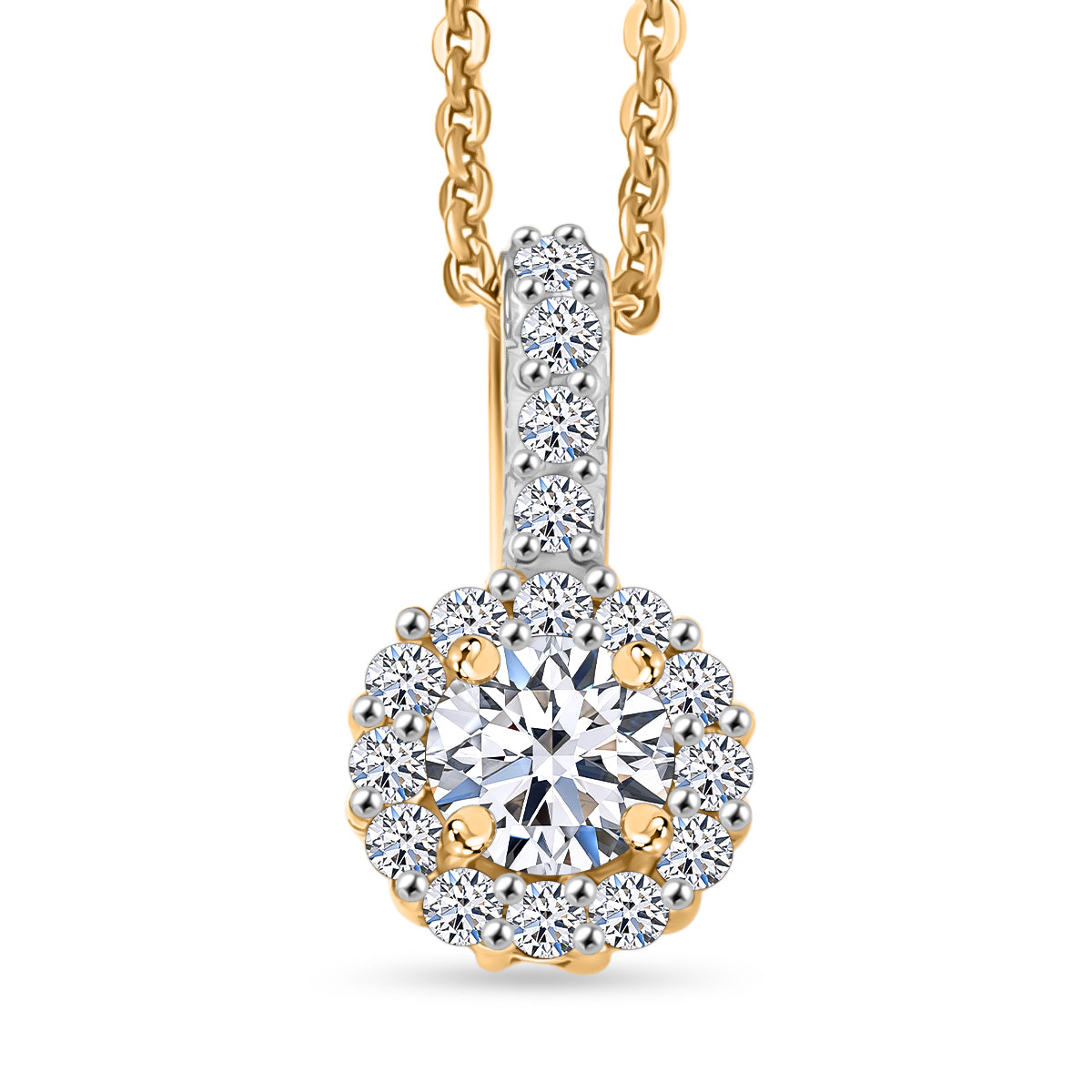 LUXURIANT 2er-Set SI-GH Labor Diamant Anhänger mit 50cm Kette