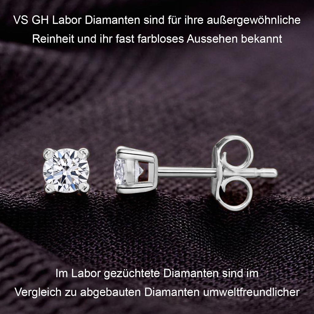 Luxuriant Diamond Duo: Labor Diamant Ring & Ohrringe in rhodiniertem Silber