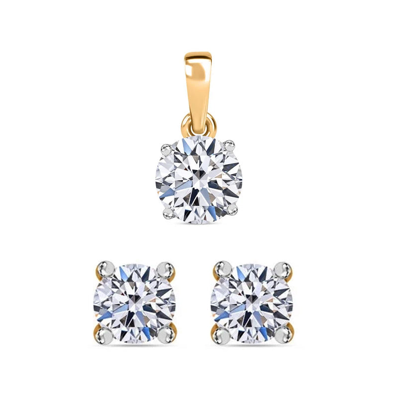 LUXURIANT DIAMOND- SGL zertifizierter VS-EF Labor Diamant Anhänger und Ohrringe in 375 Gelbgold