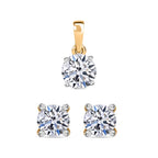 LUXURIANT DIAMOND- SGL zertifizierter VS-EF Labor Diamant Anhänger und Ohrringe in 375 Gelbgold