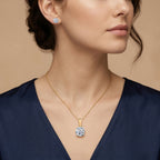 LUXURIANT DIAMOND- SGL zertifizierter VS-EF Labor Diamant Anhänger und Ohrringe in 375 Gelbgold