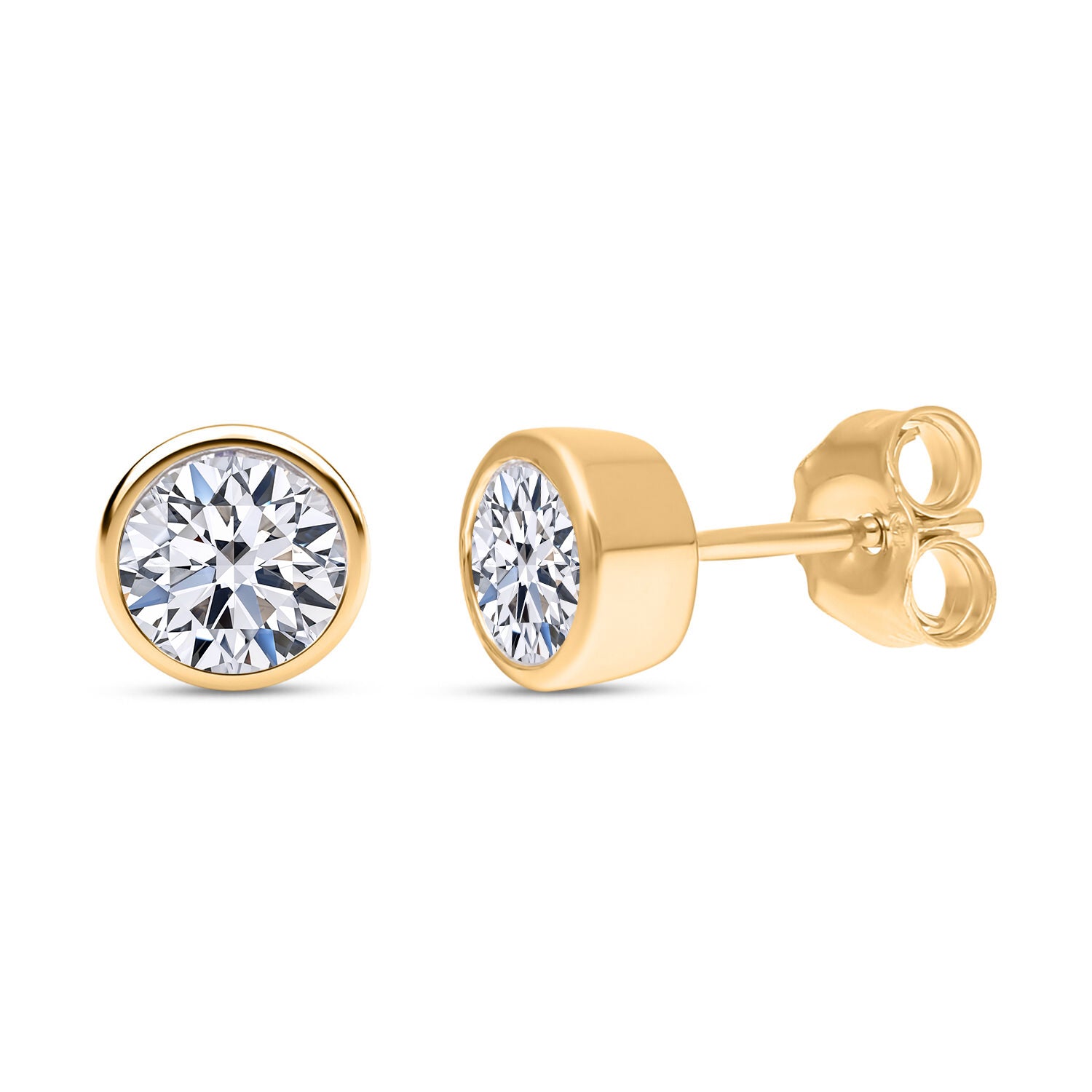 Premium-Schmuckset: IGI zertifizierte VS-GH Labor-Diamant-Ohrstecker & Ring 585 Gelbgold
