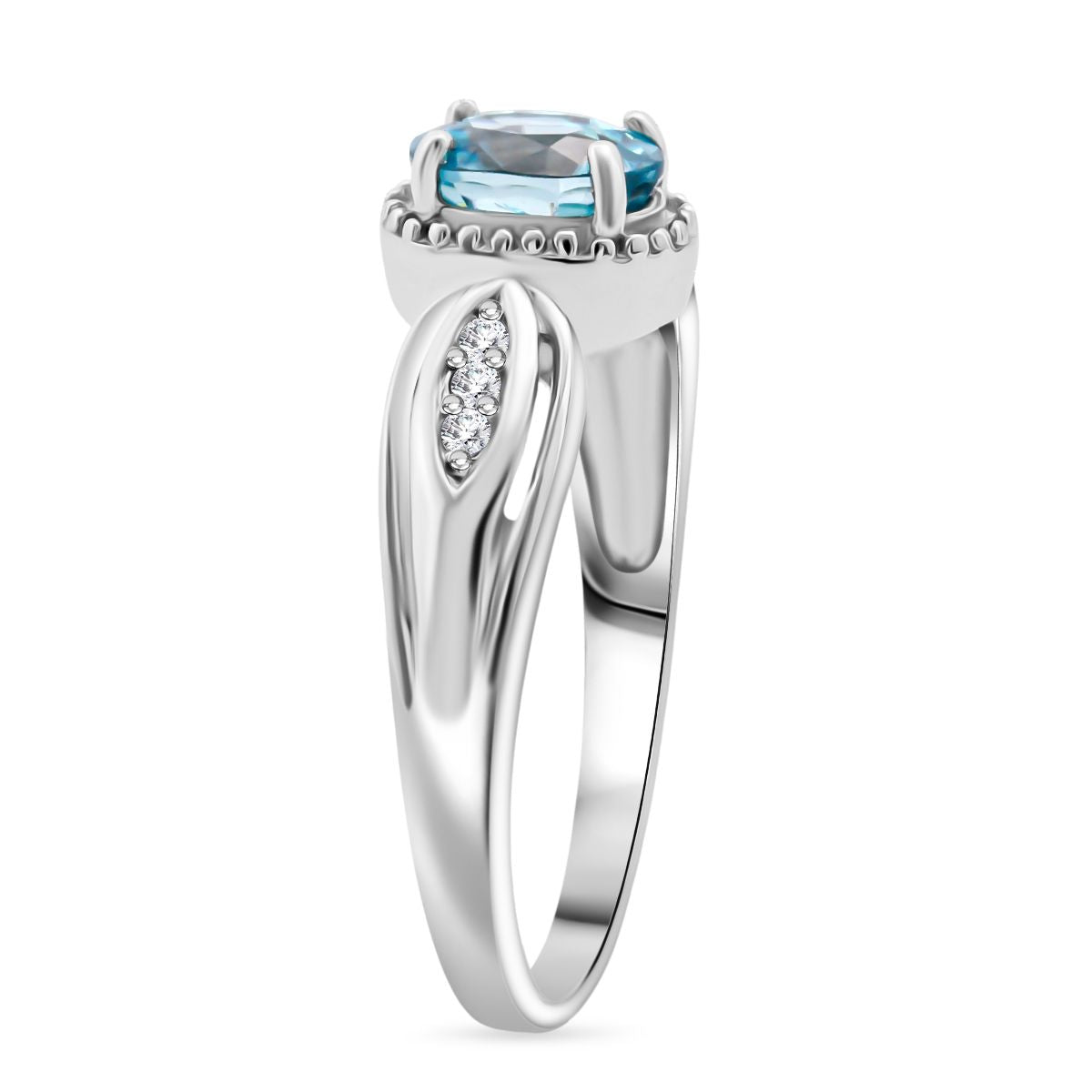 D’Joy blauer und weißer Zirkon Ring und Anhänger