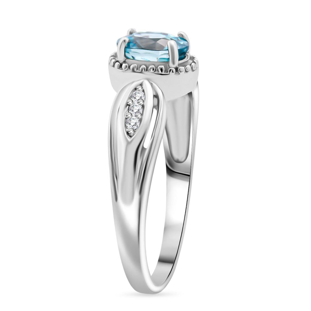 D’Joy blauer und weißer Zirkon Ring und Anhänger