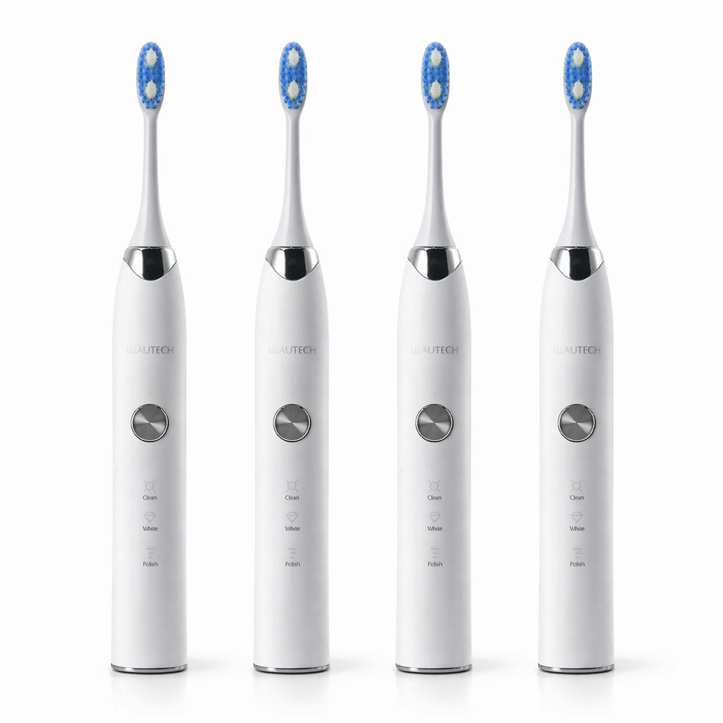 BEAUTECH 4er-Set Elektronische Schallzahnbürste mit 2 Bürstenköpfen, Wasserdicht IPX7, USB-Kabel, 5 Modi