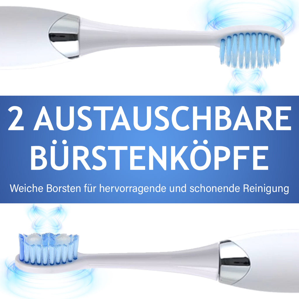 BEAUTECH 4er-Set Elektronische Schallzahnbürste mit 2 Bürstenköpfen, Wasserdicht IPX7, USB-Kabel, 5 Modi