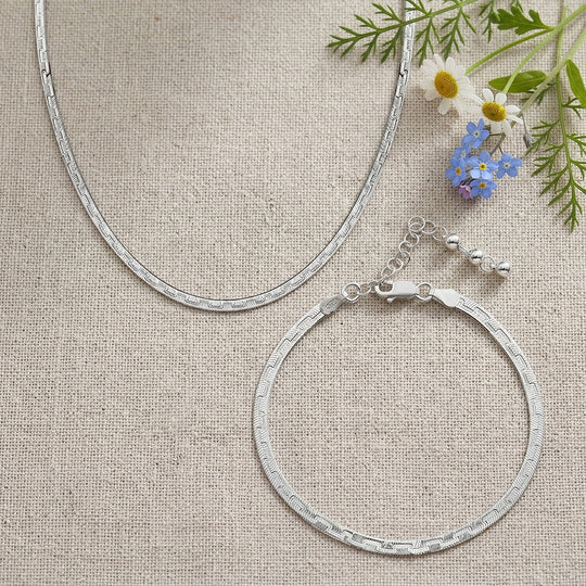 Fischgrätenkette 43cm und 18+2cm Armband