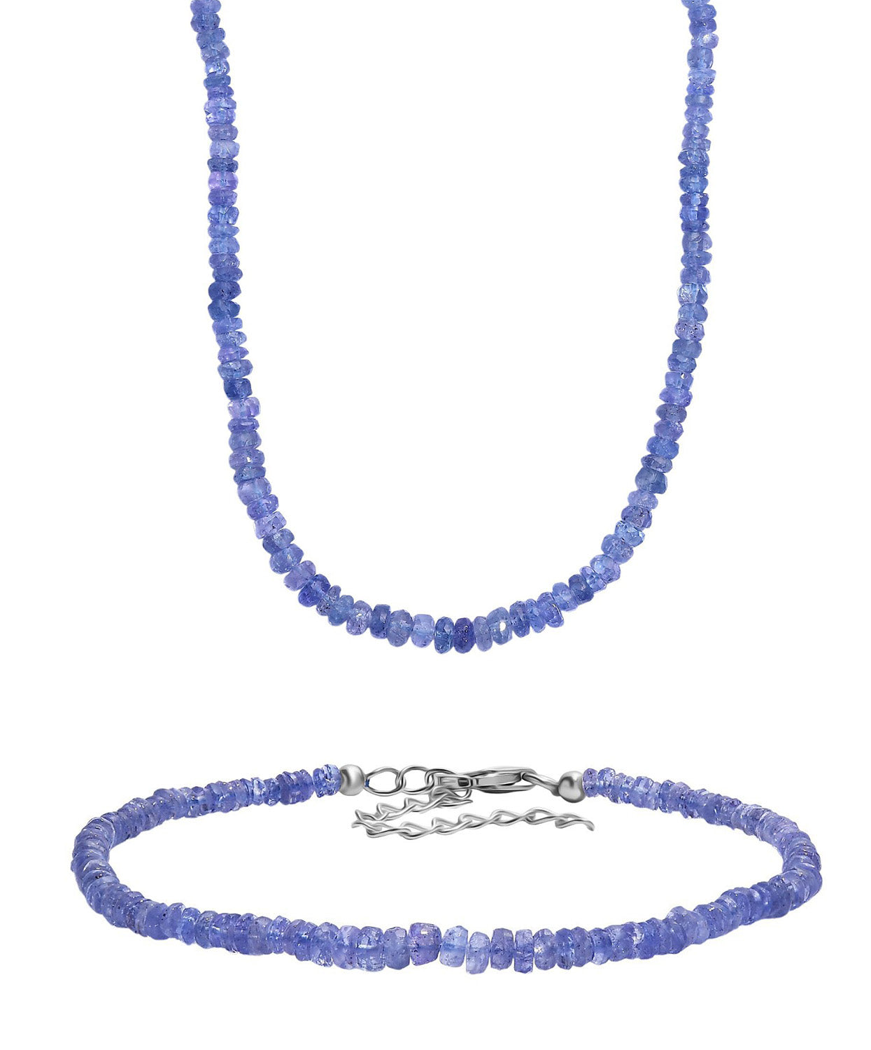 Tansanit 45cm Halskette und 19cm Armband