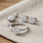 LUXURIANT DIAMOND- SGL zertifizierter VS-EF Labor Diamant-Anhänger Ring und Ohrringe 950 Platin
