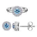 Schmuck-Duo: LUXURIANT DIAMOND blaues und weißes Labor Diamant-Schmuckset