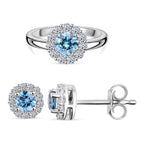 Schmuck-Duo: LUXURIANT DIAMOND blaues und weißes Labor Diamant-Schmuckset