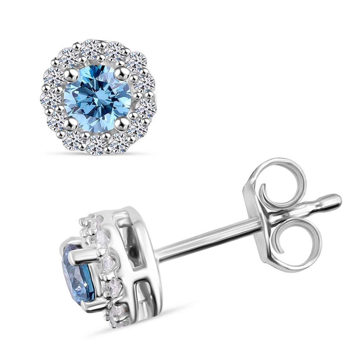 Schmuck-Duo: LUXURIANT DIAMOND blaues und weißes Labor Diamant-Schmuckset