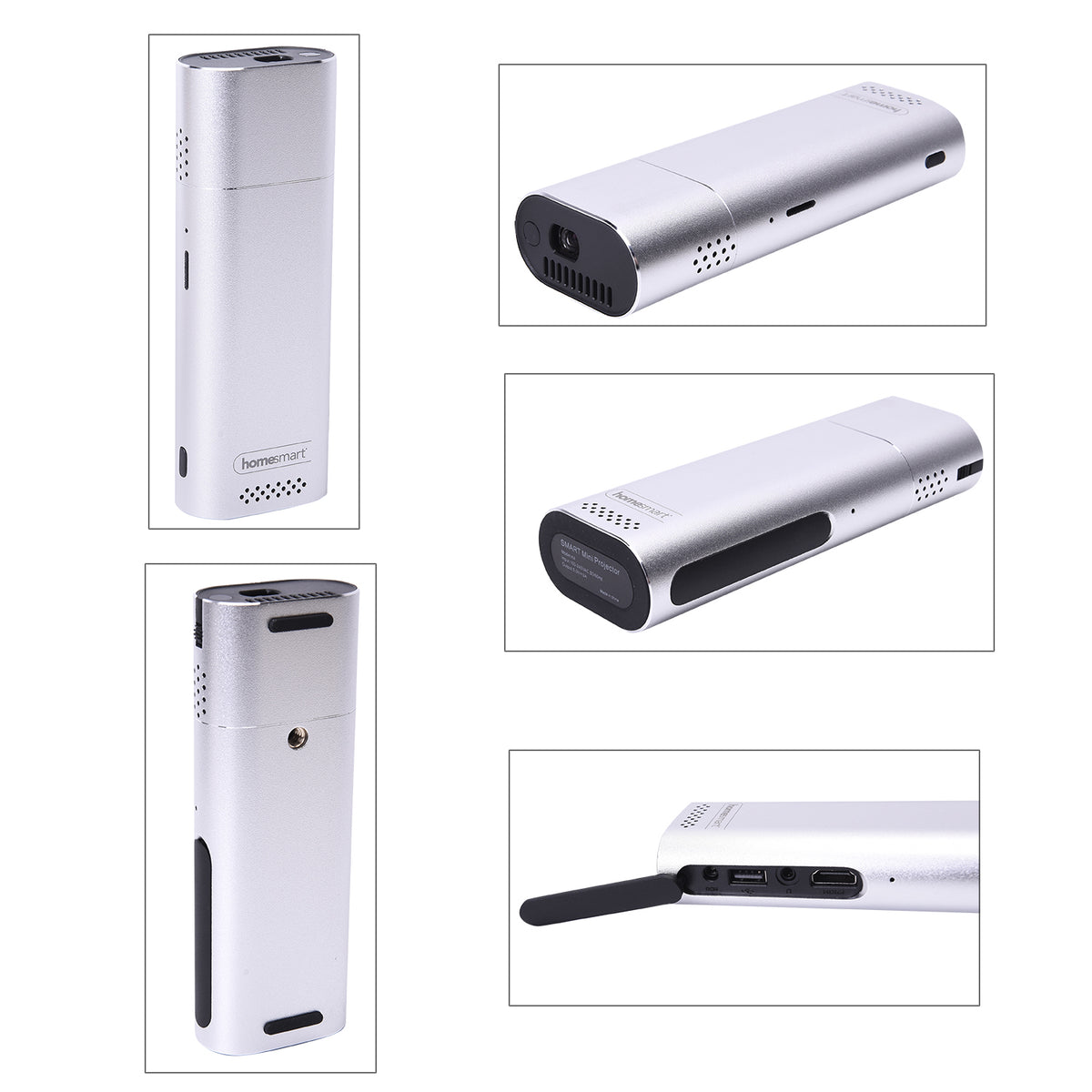 Homesmart - Mini-Tragbar 4K Projektor, 145x53x28.5mm, Silber