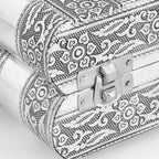 Handgefertigtes Teakholz & Aluminium-Schmuckkästchen, silber