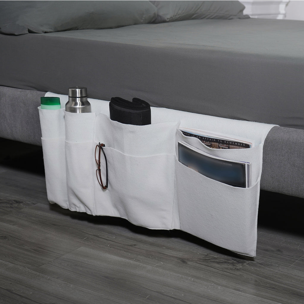 HOMESMART - Nachttisch Organizer mit 4 Fächern, 72x38 cm, Elfenbeinfarben