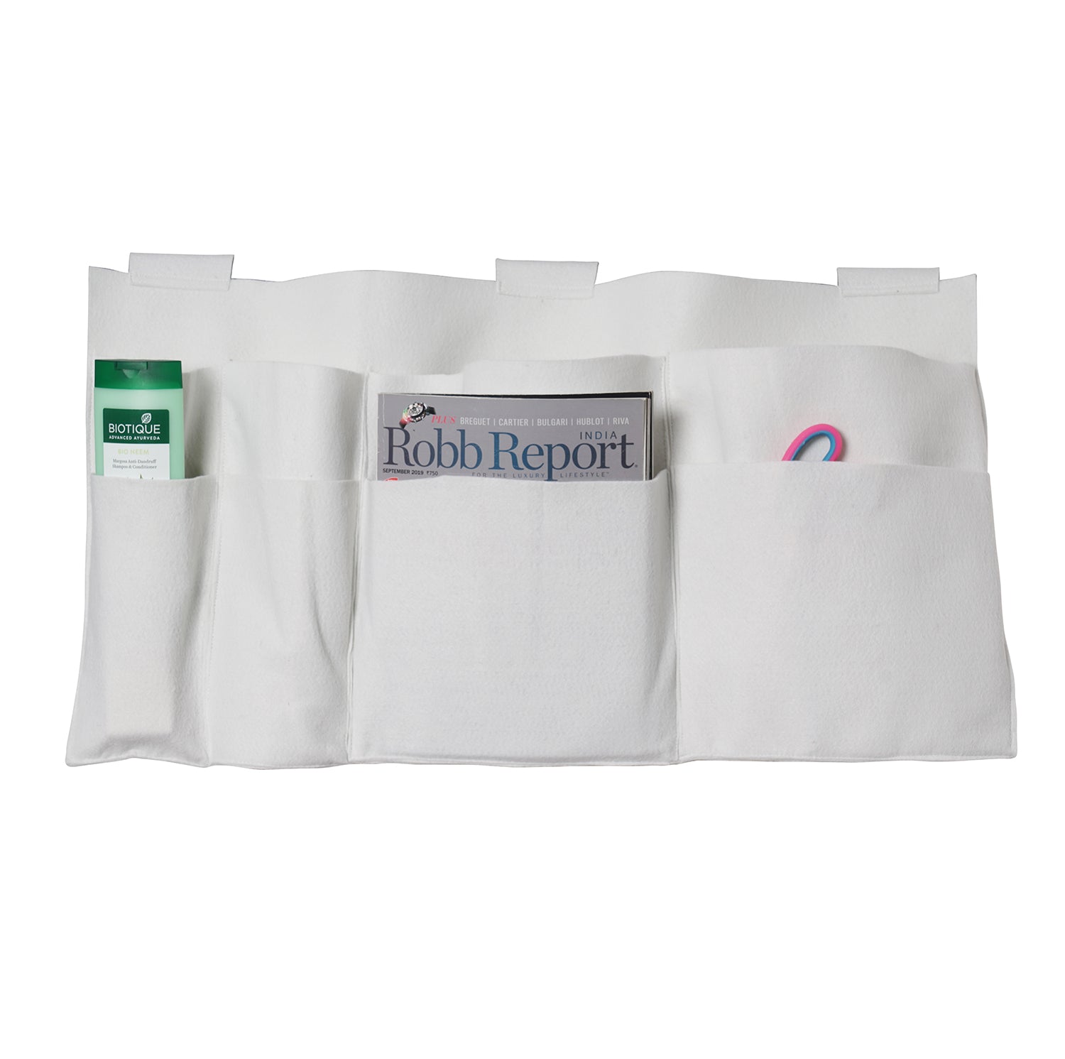 HOMESMART - Nachttisch Organizer mit 4 Fächern, 72x38 cm, Elfenbeinfarben