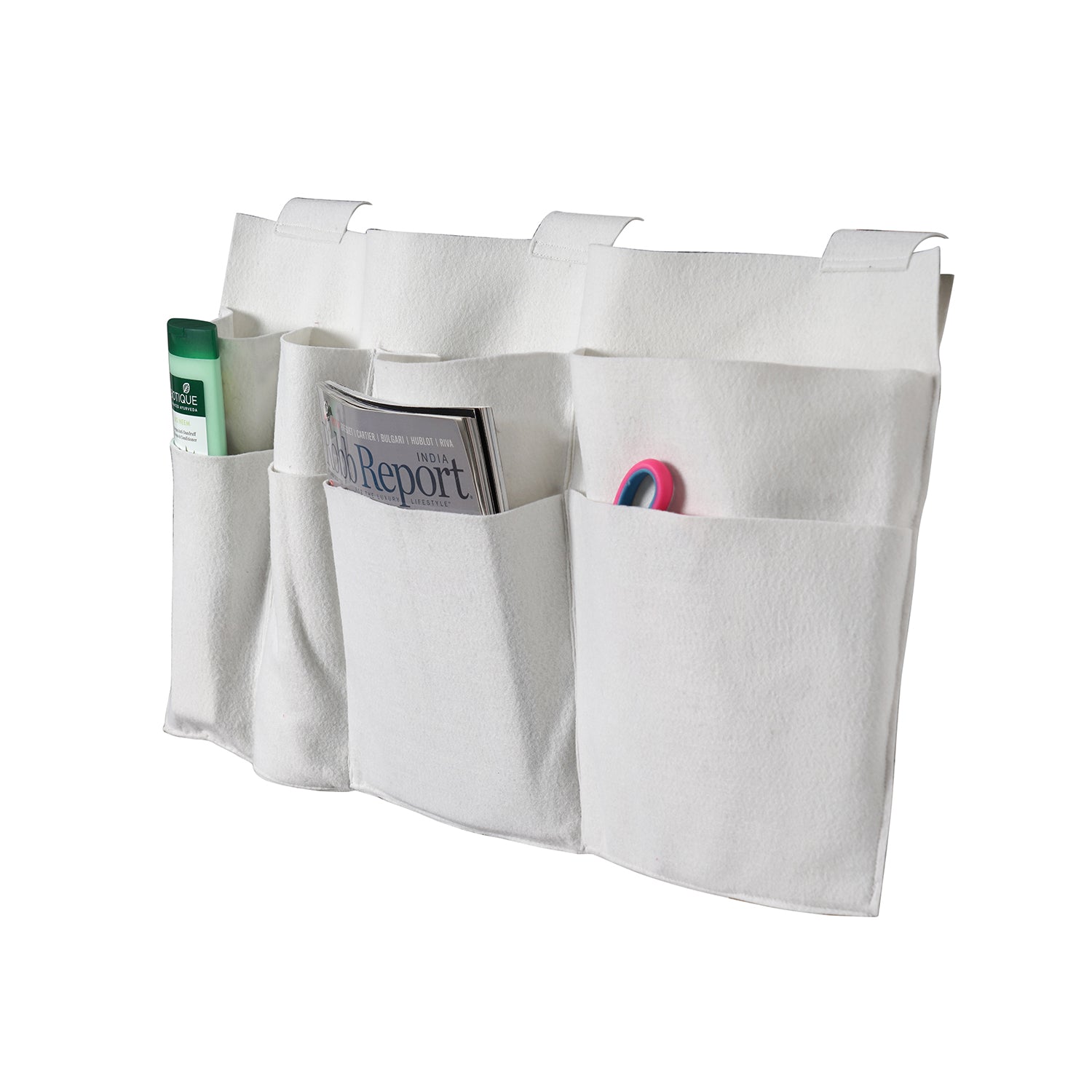 HOMESMART - Nachttisch Organizer mit 4 Fächern, 72x38 cm, Elfenbeinfarben