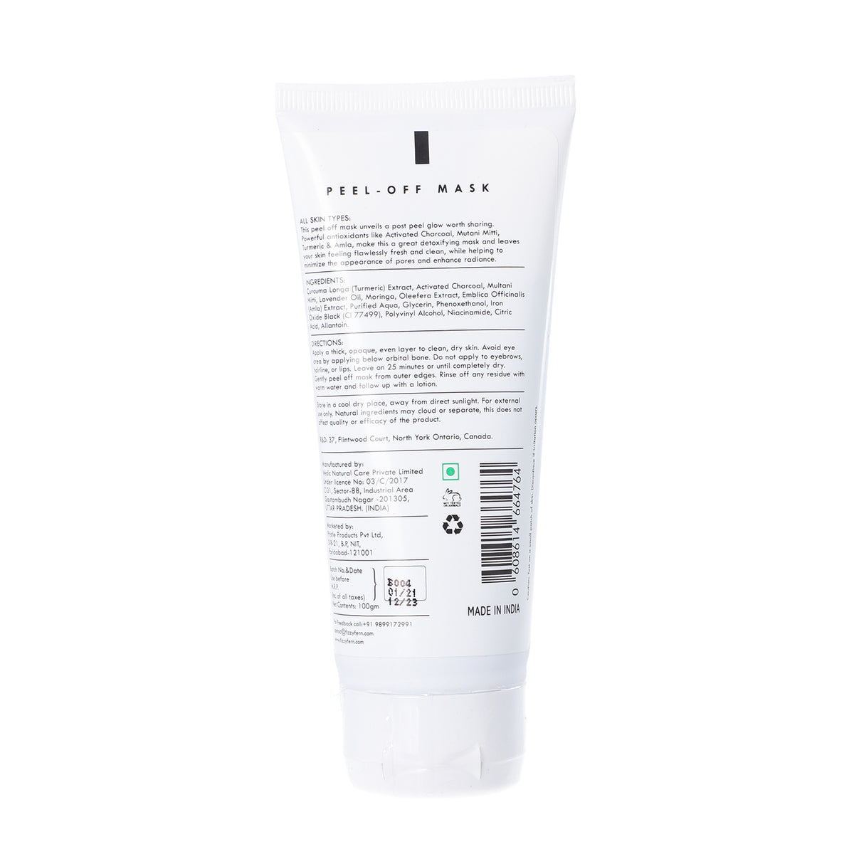 FIZZY FERN - Holzkohle Peel-off Maske mit Kurkuma, 100g