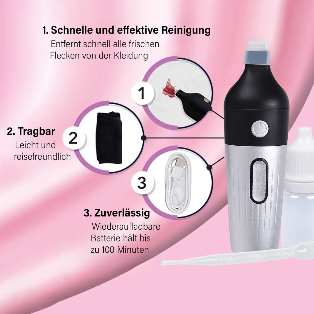 HOMESMART - Ultraschall Reinigungsstift, Zubehör inkl. und 2000mAh Batterie, 15x4,7 cm, Silber