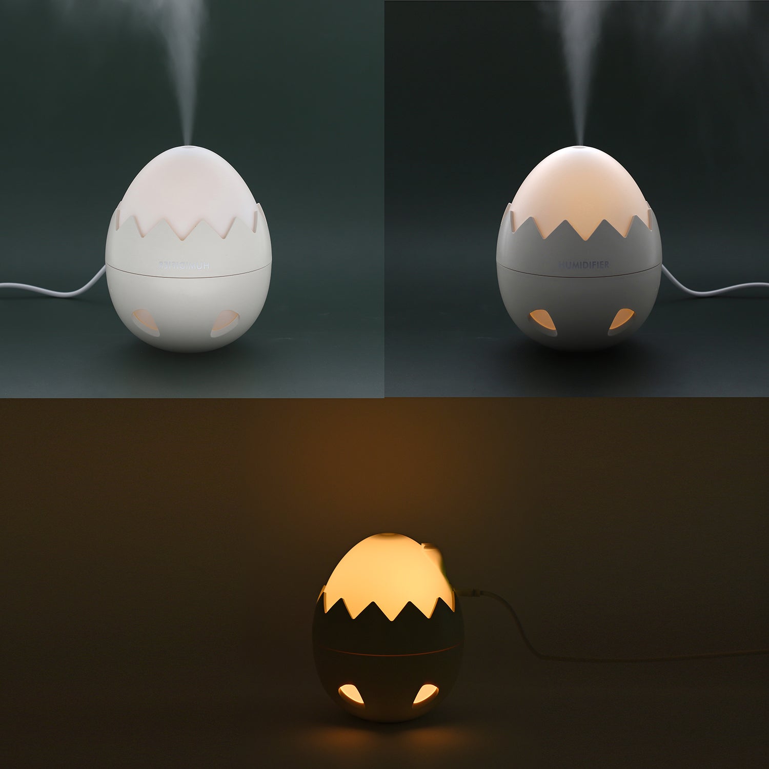 Eierschale Design Luftbefeuchter mit Nachtlicht und dual Spray Modus, Elfenbein