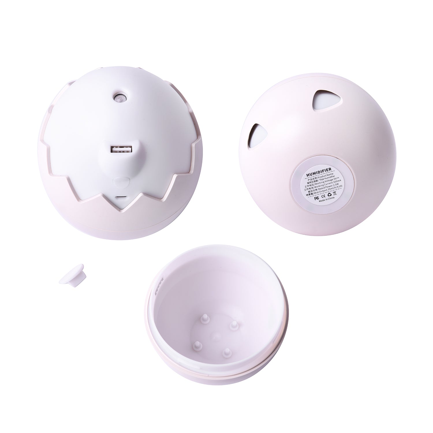 Eierschale Design Luftbefeuchter mit Nachtlicht und dual Spray Modus, Elfenbein