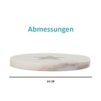 NAKKASHI - 4er-Set, Marmor Untersetzer mit Messingintarsie, Stern, Größe 10x10 cm, Weiß
