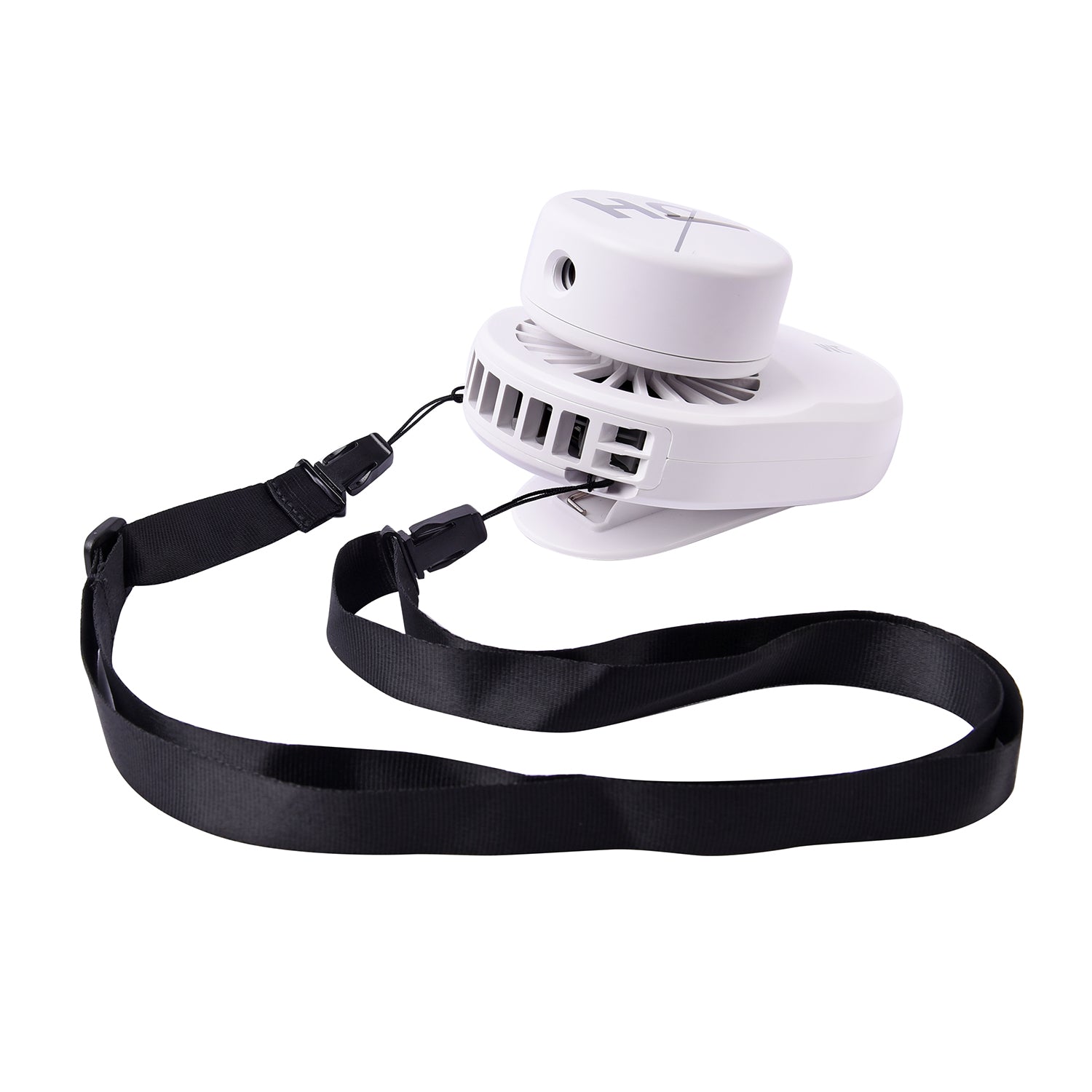 Tragbarer und wiederaufladbarer mini Ventilator mit Nebelspray, Größe 12x7,8x6,8 cm, Weiß