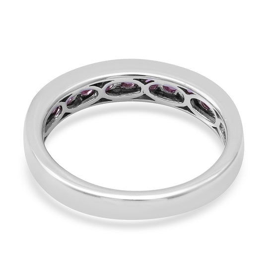 Rosa Saphir Half Eternity Band Ring 925 Silber platiniert ca. 0,69 ct