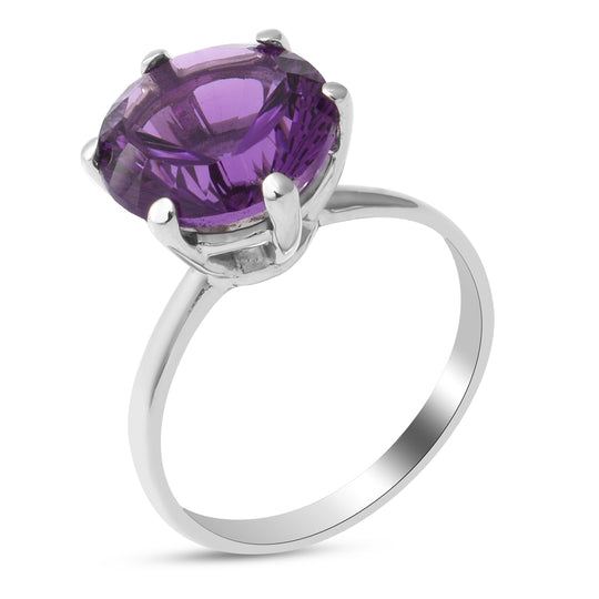 Lusaka Amethyst Solitär Ring 925 Silber platiniert 5.10 ct