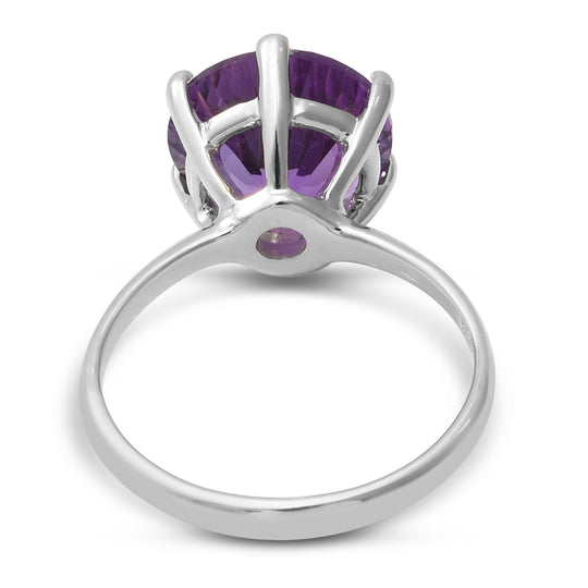 Lusaka Amethyst Solitär Ring 925 Silber platiniert 5.10 ct