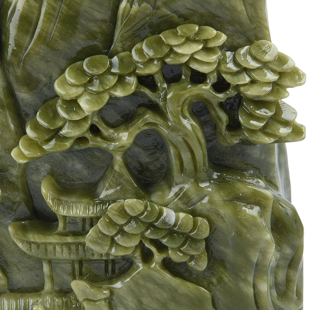 Handgefertigte Edelsteinfigur aus Serpentin, Größe 19x19,5x20,5 cm, Grün