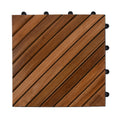 10er-Set Fliesen aus Teakholz, Diagonal, Braun 